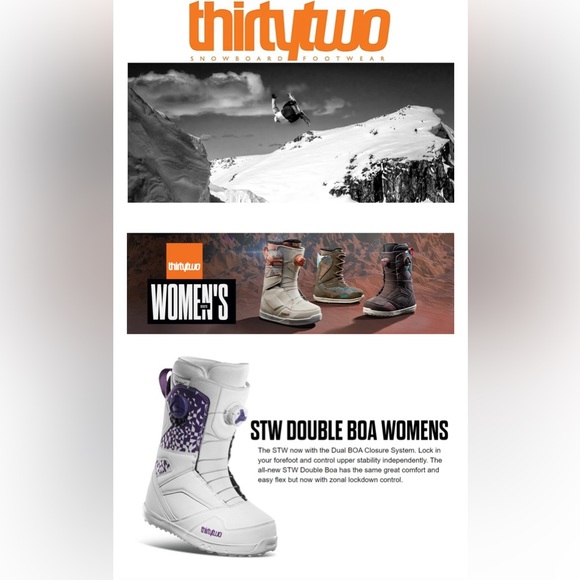 ThirtyTwo STW Double BOA Women’s Snowboard Boots BLK sz 6 - Picture 5 of 7